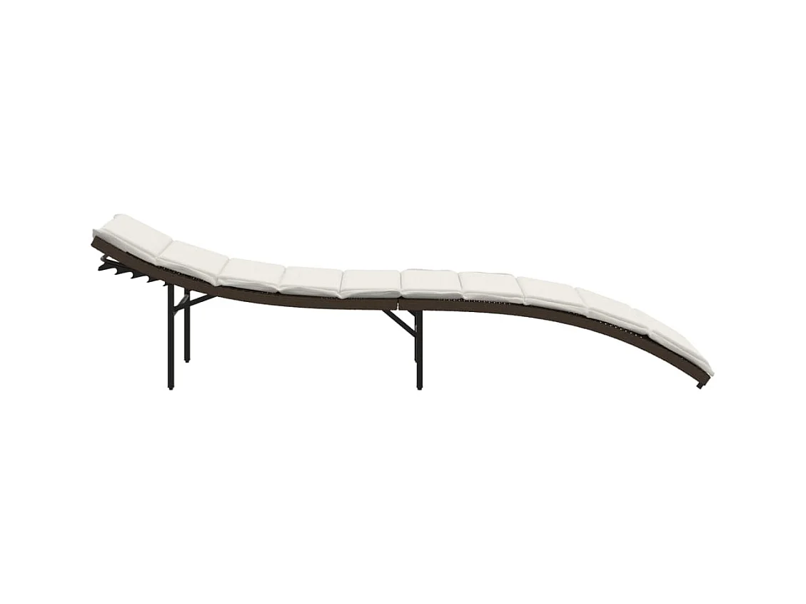 Chaise longue met bruin kussen 55x199x50 cm geweven hars