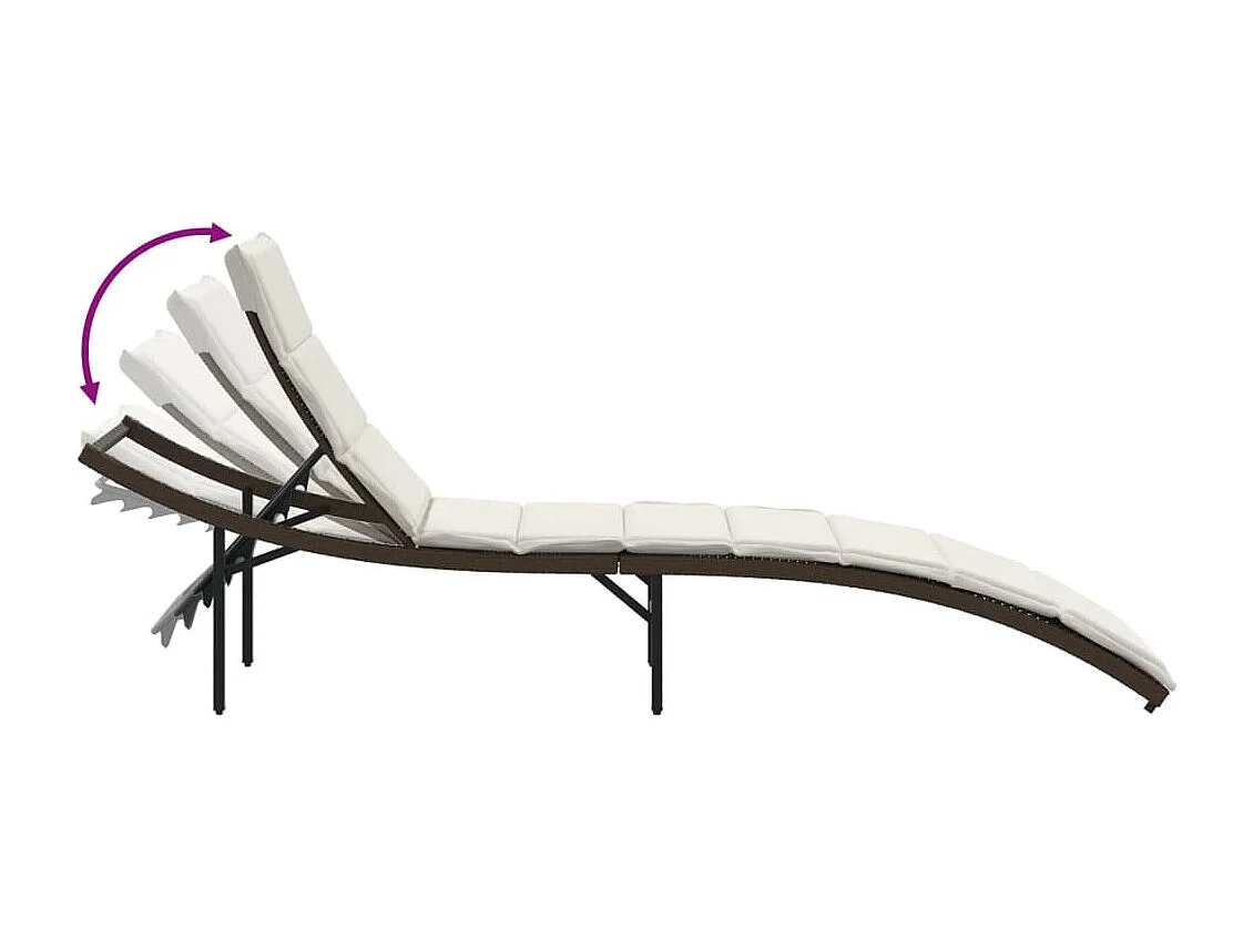 Chaise longue met bruin kussen 55x199x50 cm geweven hars