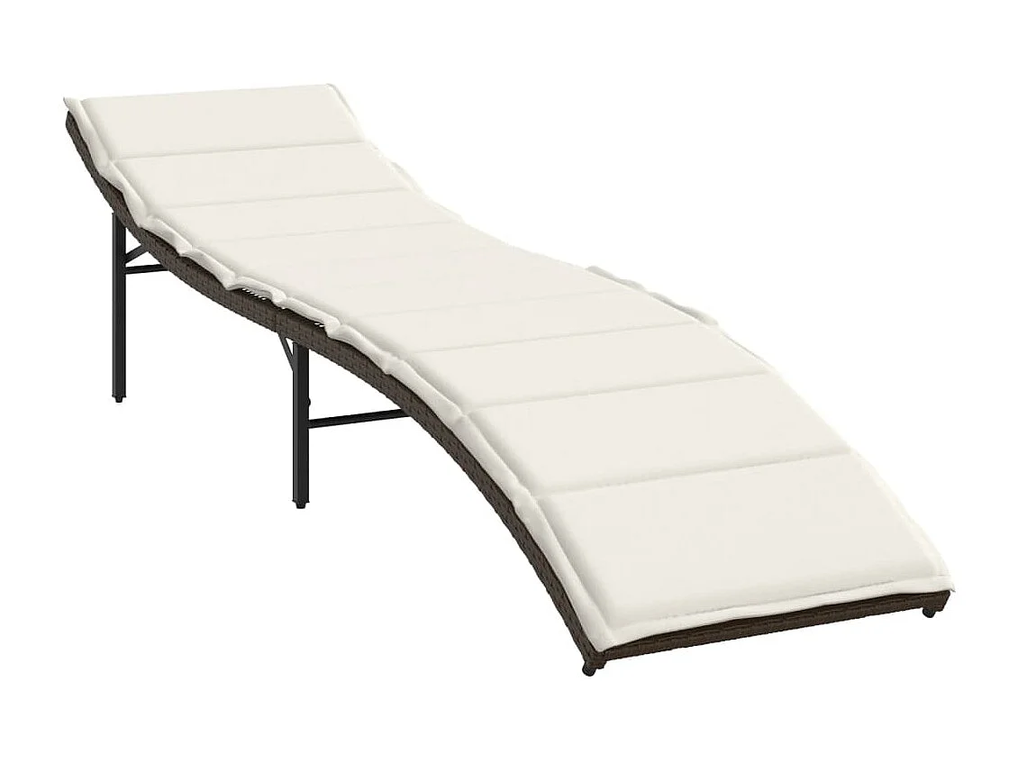 Chaise longue con cuscino marrone 55x199x50 cm resina intrecciata