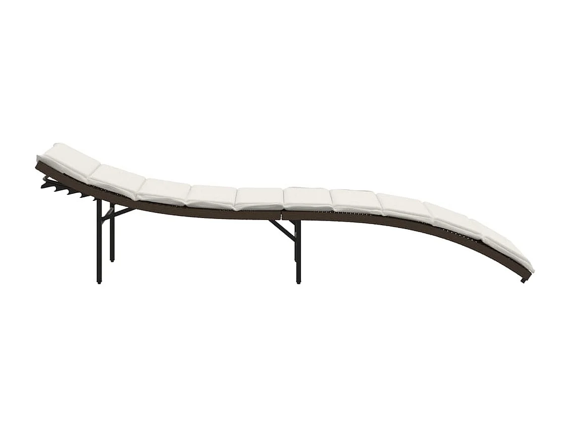 Chaise longue con cuscino marrone 55x199x50 cm resina intrecciata