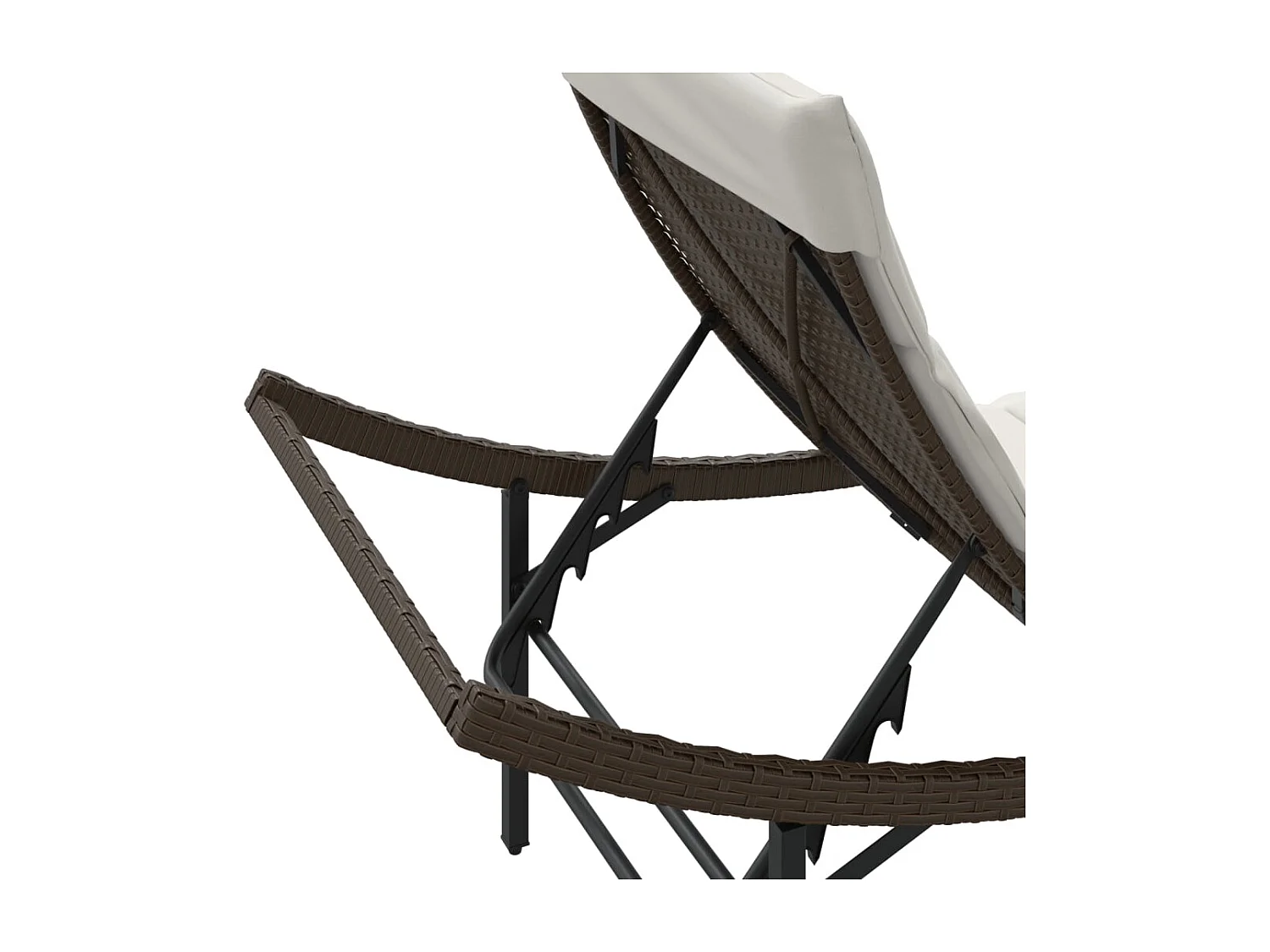 Chaise longue con cuscino marrone 55x199x50 cm resina intrecciata