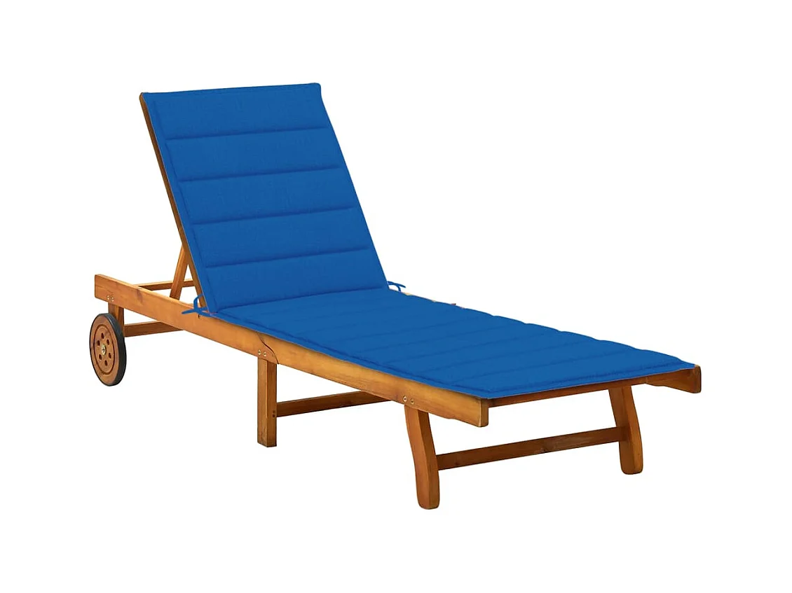 Chaise longue de jardin avec coussin Bois d'acacia solide