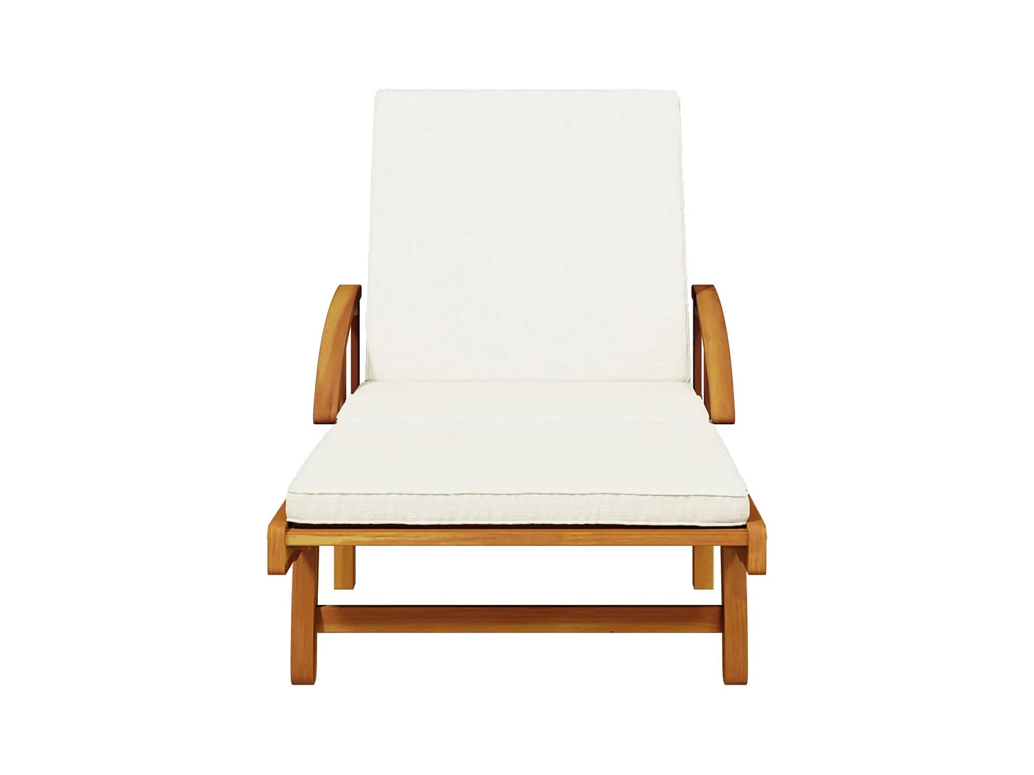 Conjunto de 2 tumbonas con mesa, madera maciza de acacia.