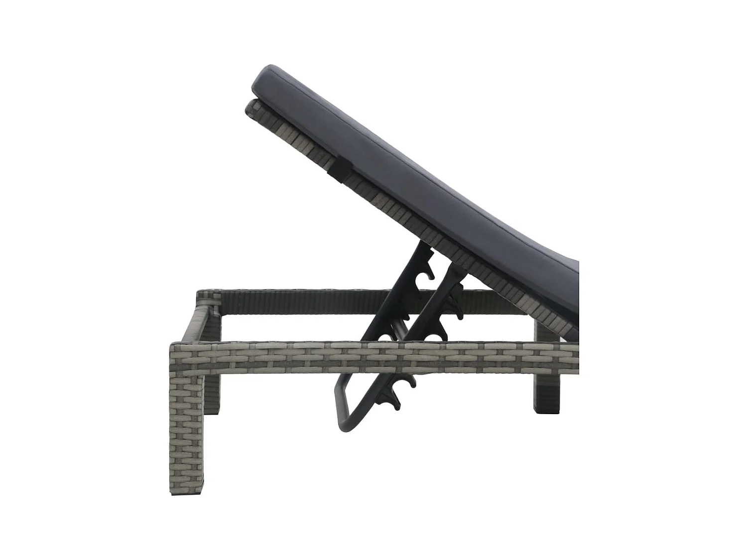 Chaise longue met kussen Antraciet gevlochten hars