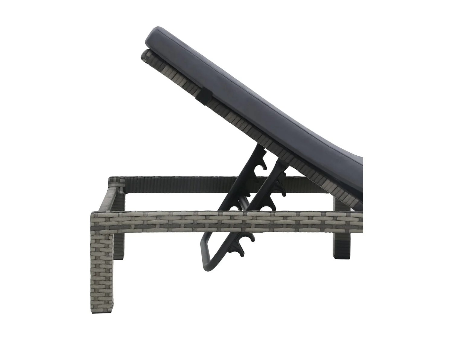 Chaise longue con cojín de resina tejida antracita