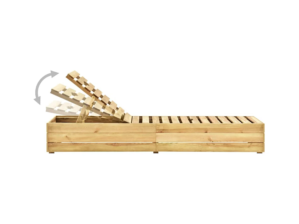 Chaise longue de jardin avec table et coussin Pin imprégné