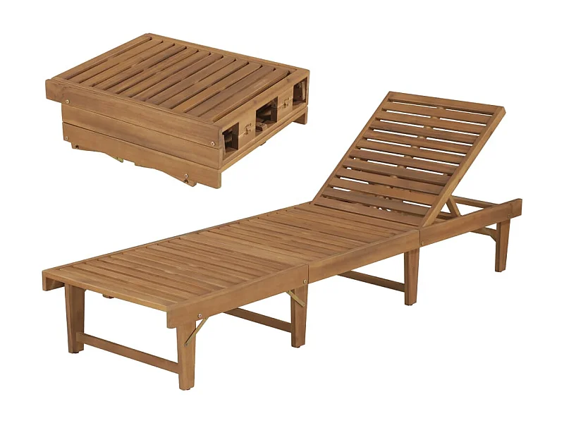 Chaise longue pliable Bois d'acacia solide