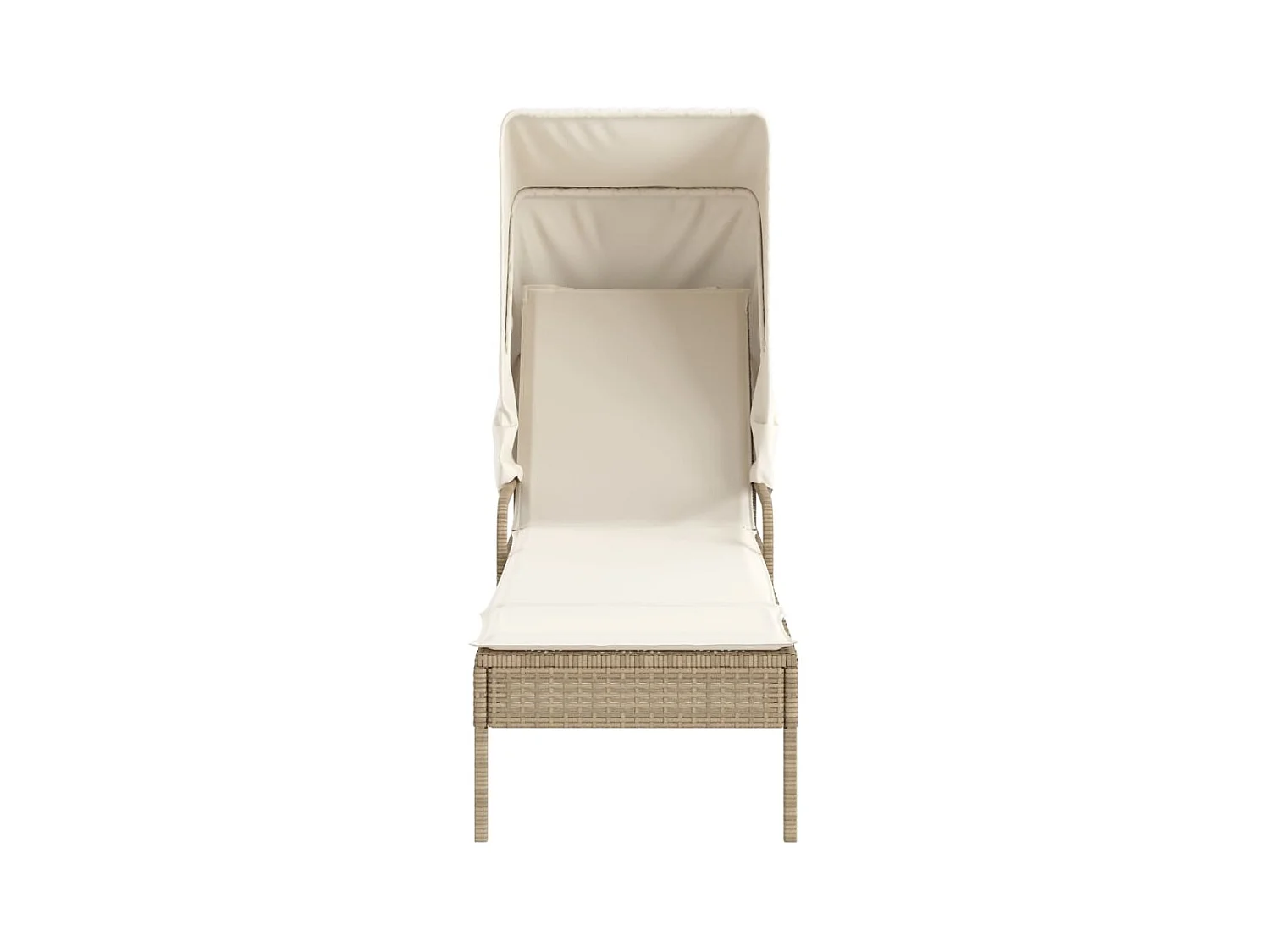 Chaise longue met beige rieten kap