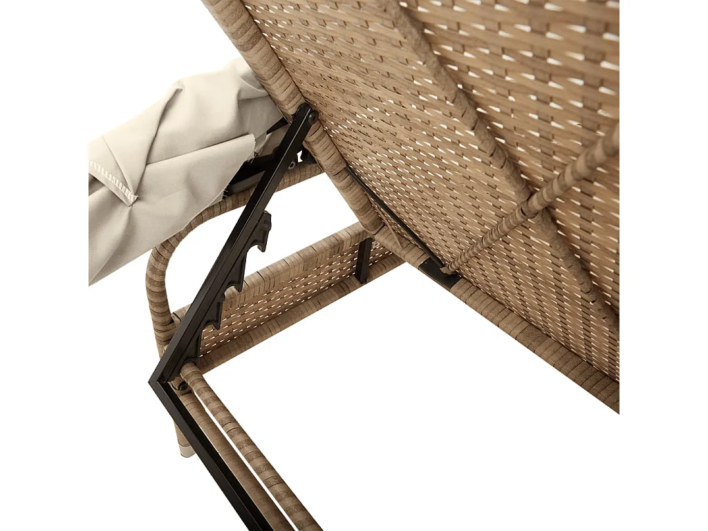 Chaise longue con baldacchino in vimini beige