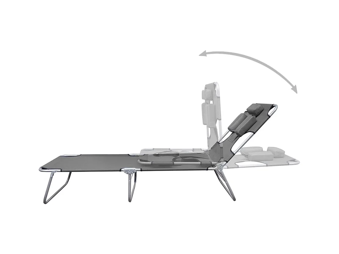 Opvouwbare ligstoel met hoofdkussen Verstelbare rugleuning Grijs