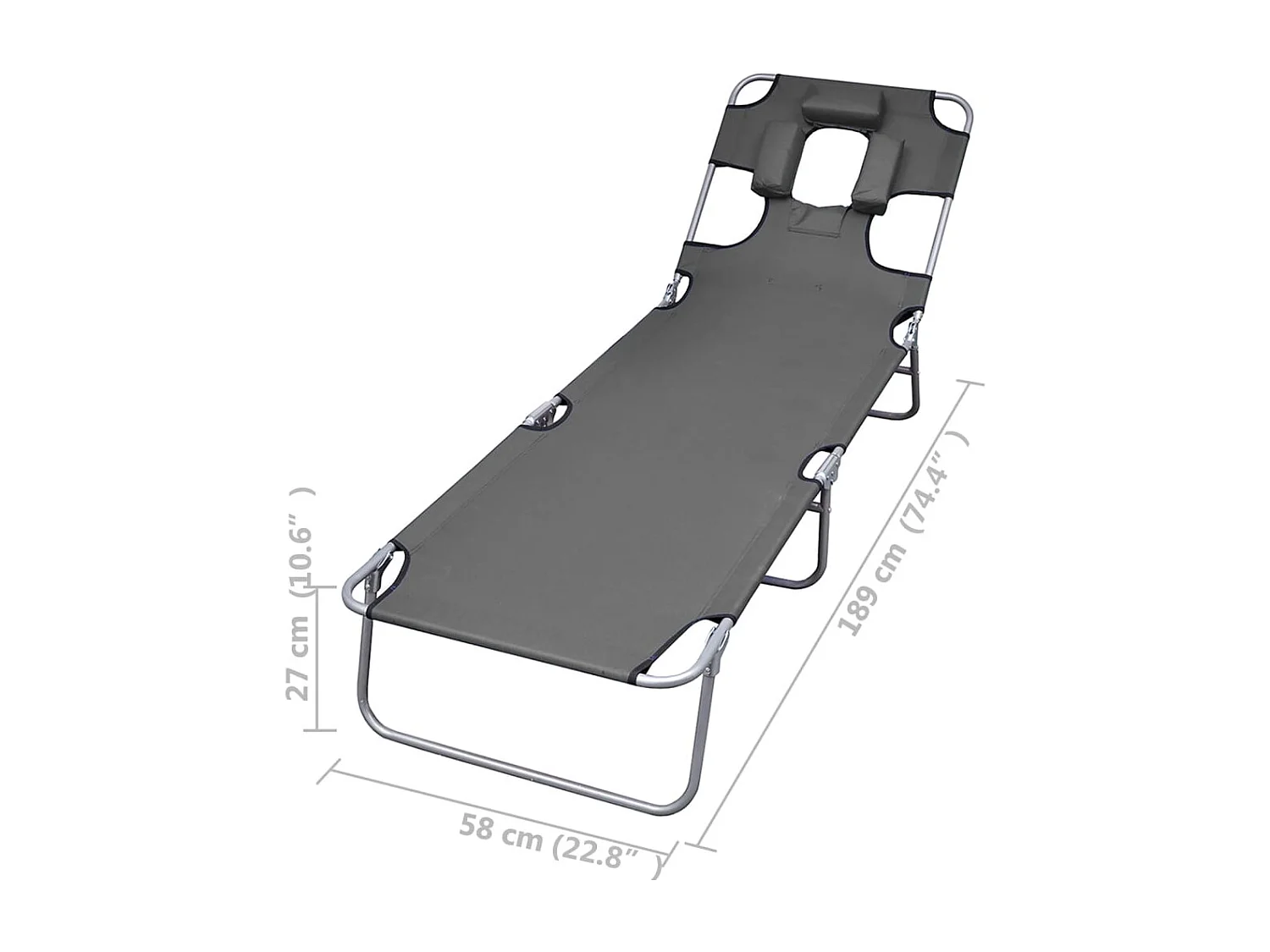 Sillón plegable y cojín para la cabeza Respaldo ajustable Gris