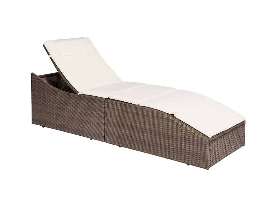 Chaise longue met kussen Bruin gevlochten hars