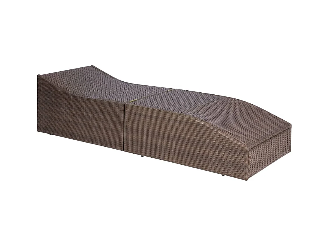 Chaise longue met kussen Bruin gevlochten hars