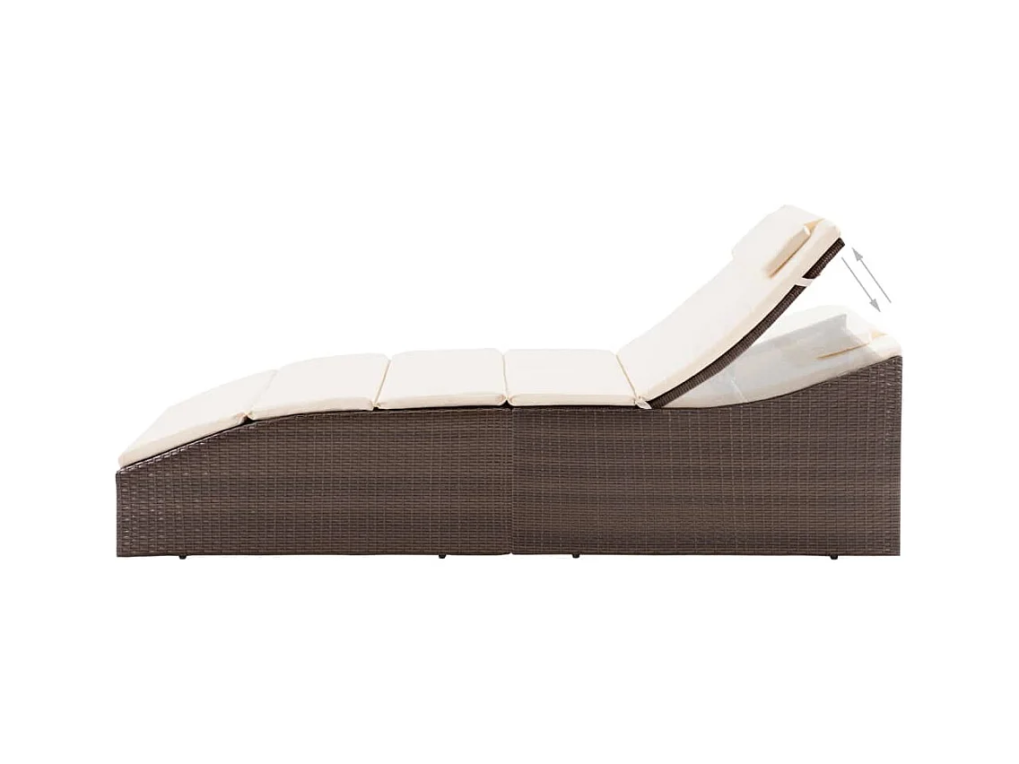 Chaise longue met kussen Bruin gevlochten hars