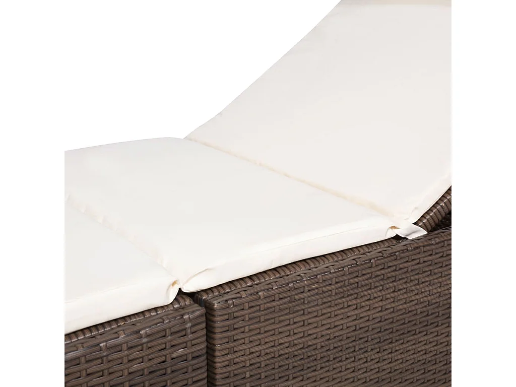 Chaise longue met kussen Bruin gevlochten hars