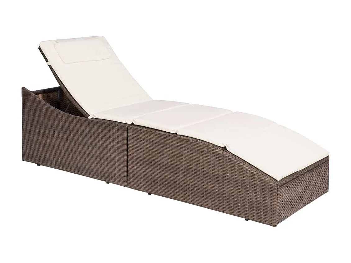 Chaise longue con cuscino Resina intrecciata marrone