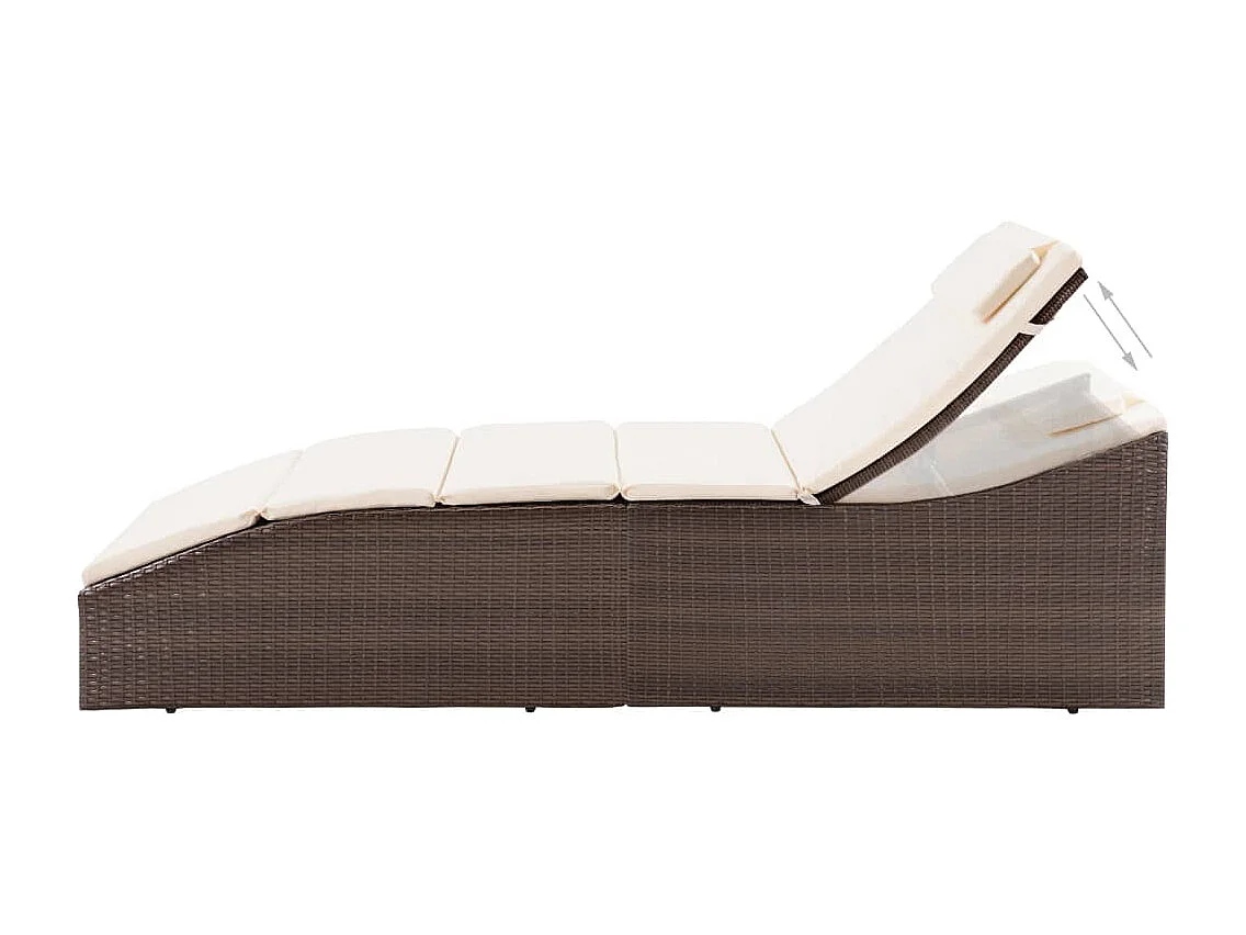 Chaise longue con cuscino Resina intrecciata marrone