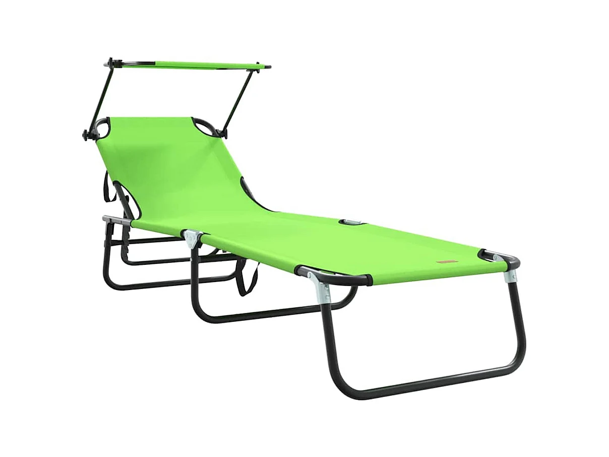 Transat pliant avec auvent vert en tissu oxford 600D