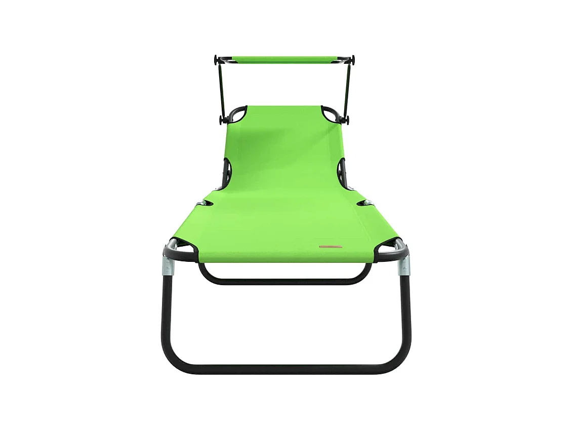 Transat pliant avec auvent vert en tissu oxford 600D