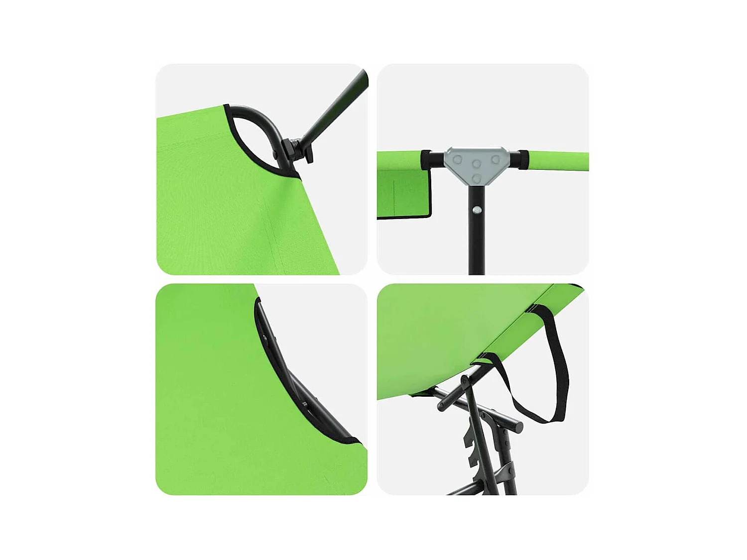 Transat pliant avec auvent vert en tissu oxford 600D