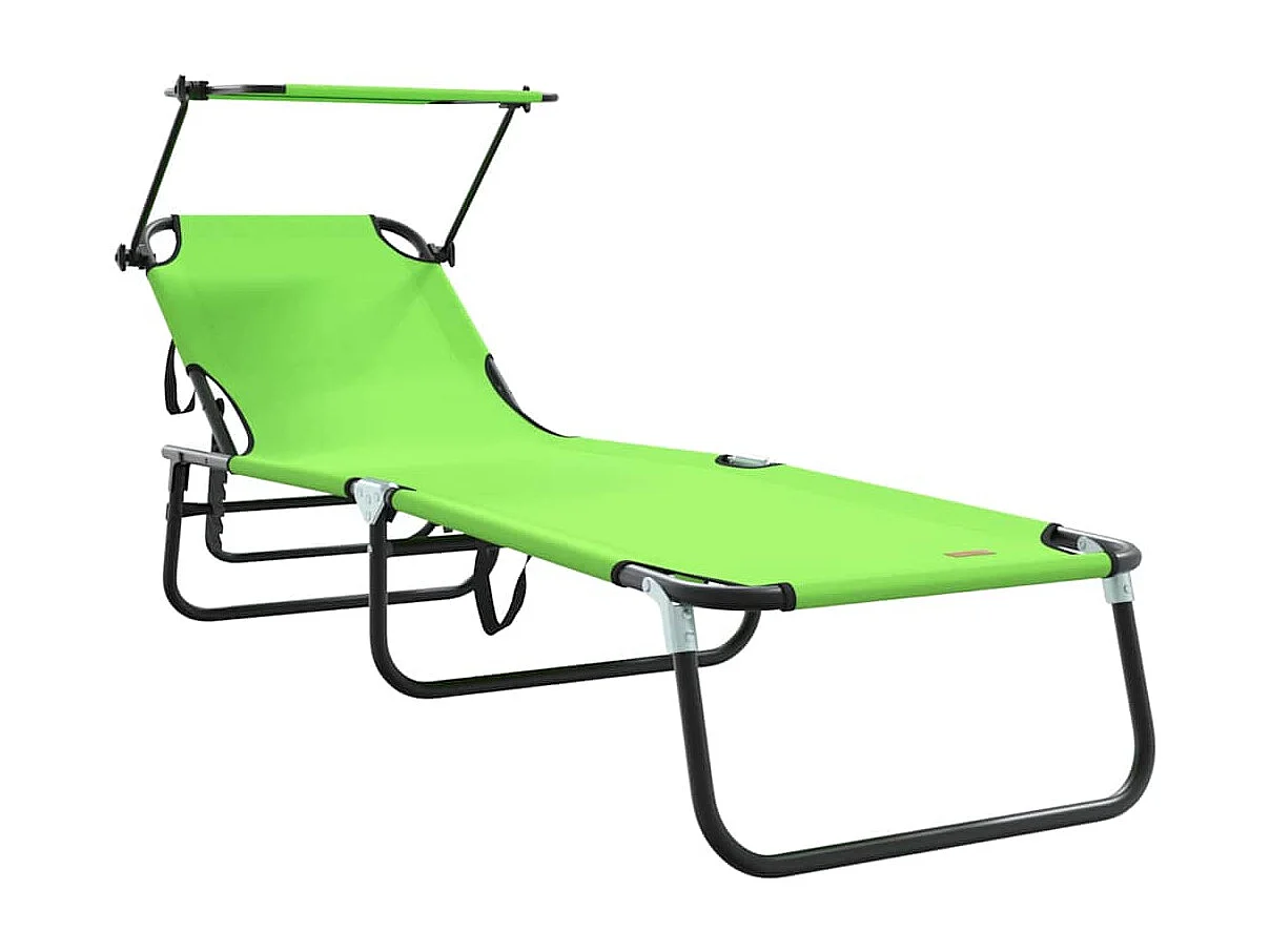 Transat pliant avec auvent vert en tissu oxford 600D