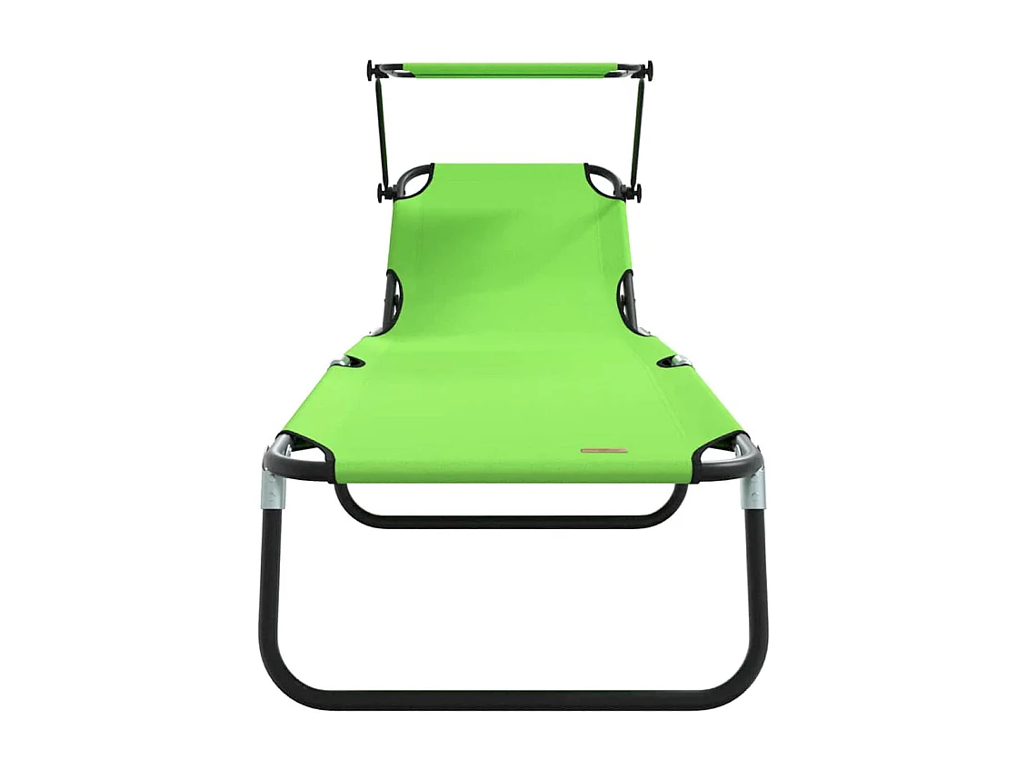 Transat pliant avec auvent vert en tissu oxford 600D