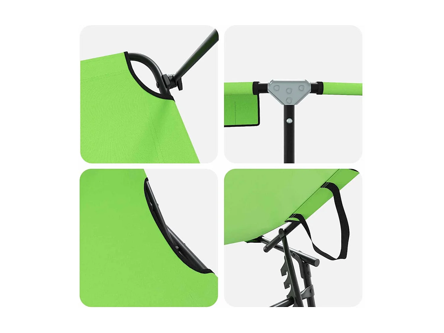 Transat pliant avec auvent vert en tissu oxford 600D