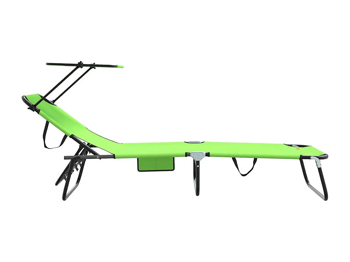 Sedia a sdraio pieghevole con tettuccio verde in tessuto Oxford 600D