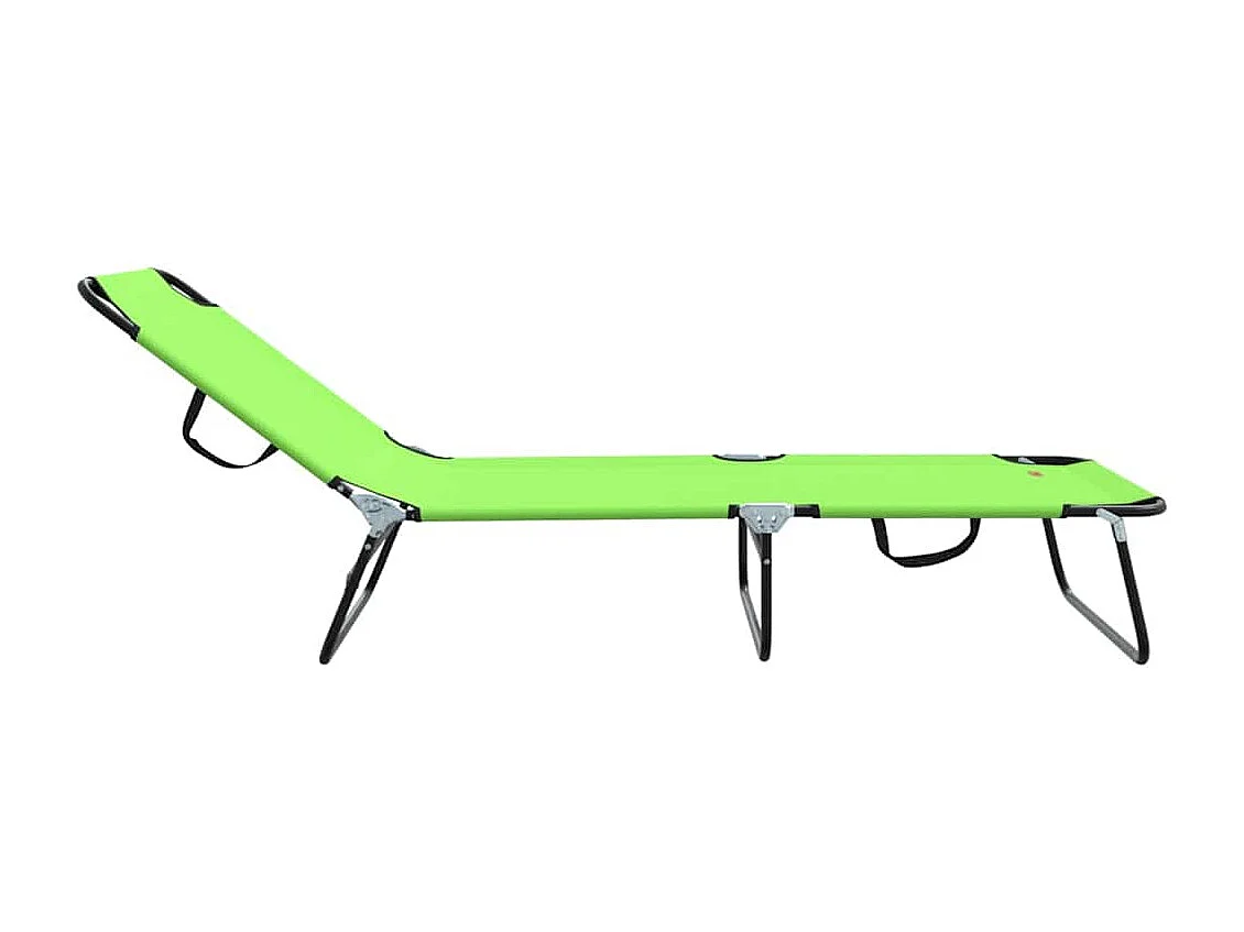 Chaise longue pliante 1-personne Vert 56 x 189 x 87 cm tissu