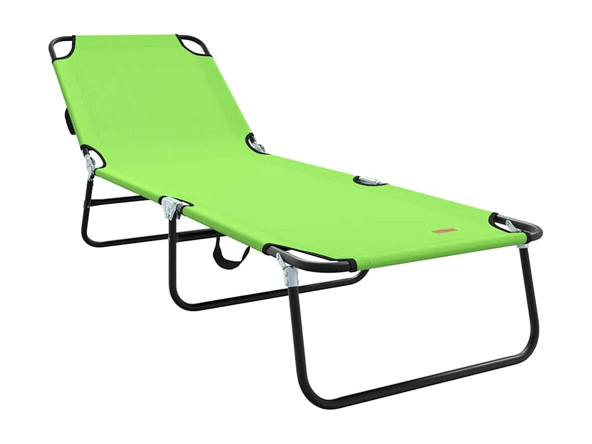 Chaise longue pliante 1-personne Vert 56 x 189 x 87 cm tissu
