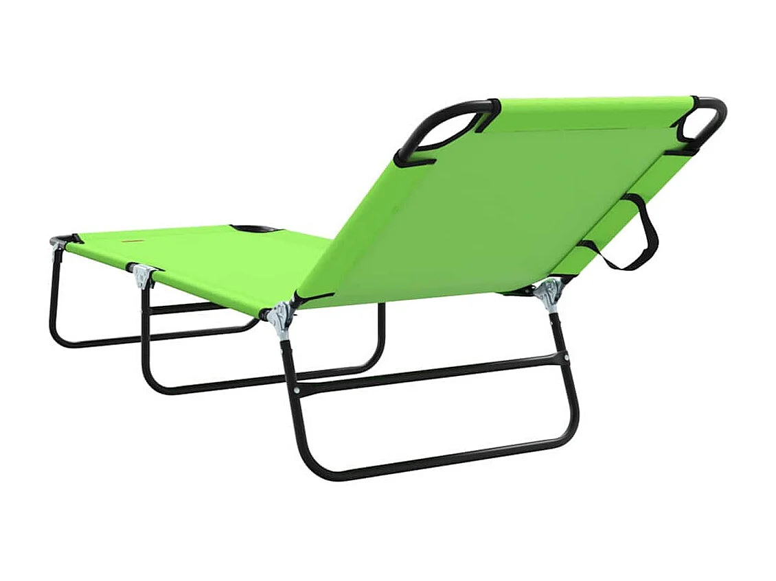 Chaise longue pliante 1-personne Vert 56 x 189 x 87 cm tissu