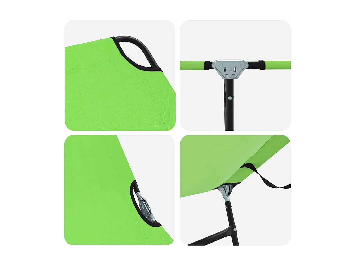 Chaise longue pliante 1-personne Vert 56 x 189 x 87 cm tissu