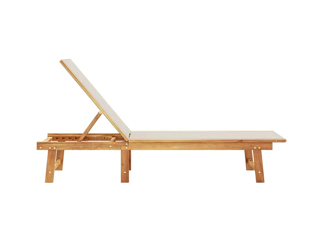 Grijze chaise longue van massief acaciahout en textileen