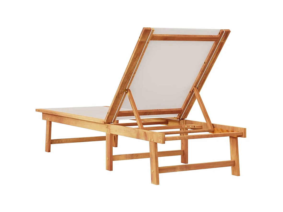 Grijze chaise longue van massief acaciahout en textileen