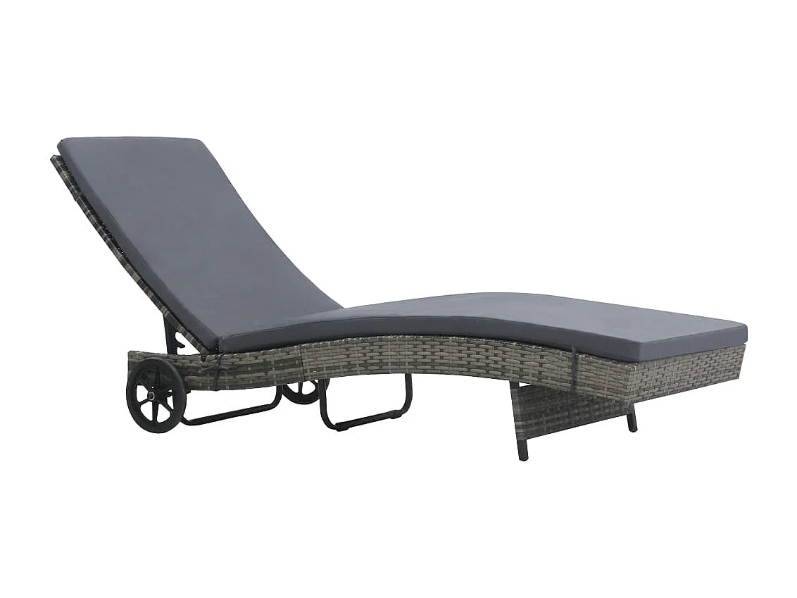 Chaise longue con ruedas y cojín Resina trenzada antracita