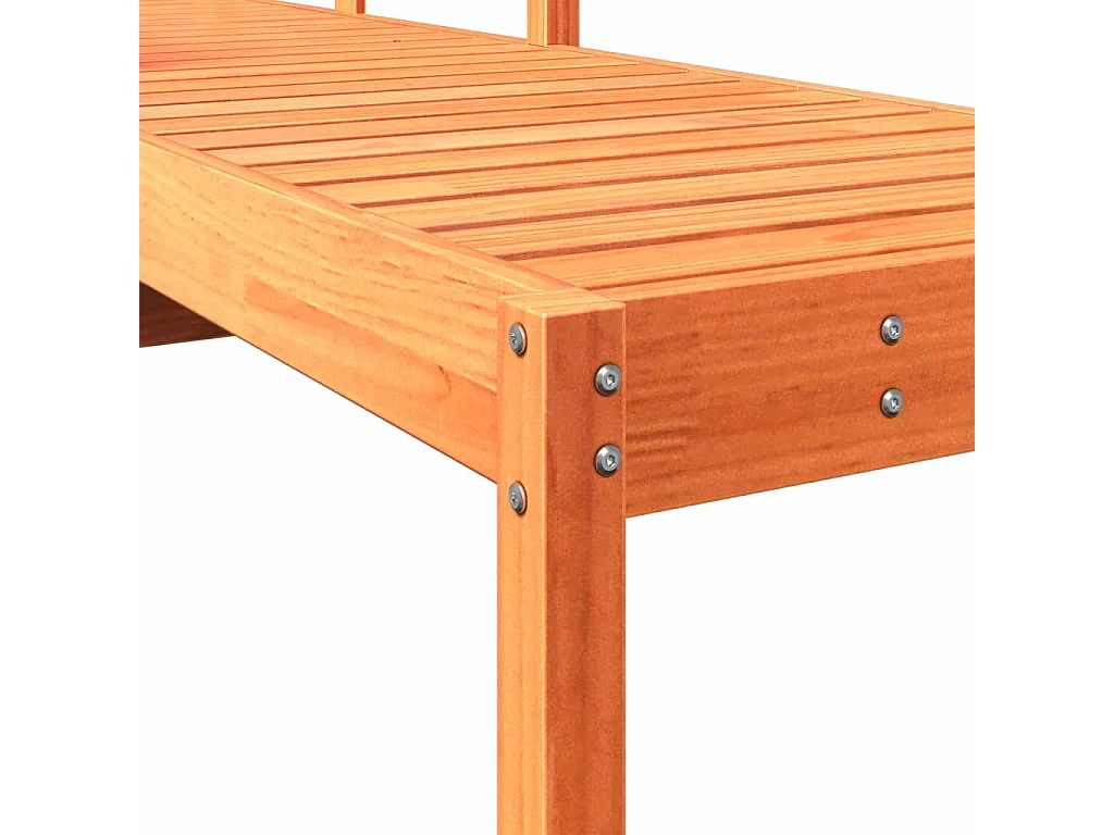 Chaise longue in legno massello di pino cerato marrone 199,5x62x55 cm