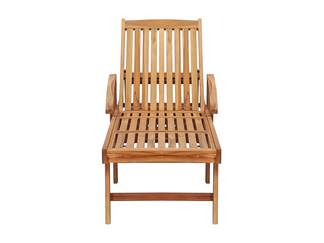 Chaise longue avec table et coussin Bois de teck solide