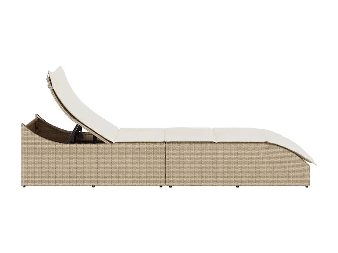 Poltrona pieghevole con cuscino e contenitore in resina intrecciata beige