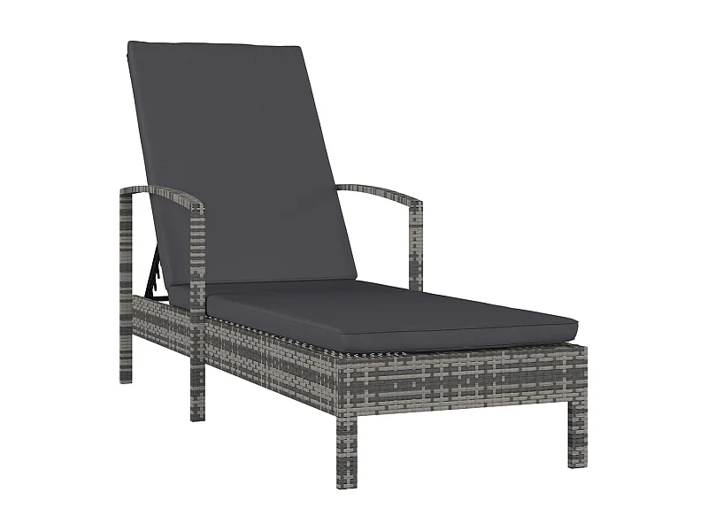 Sillón con reposabrazos, resina tejida gris