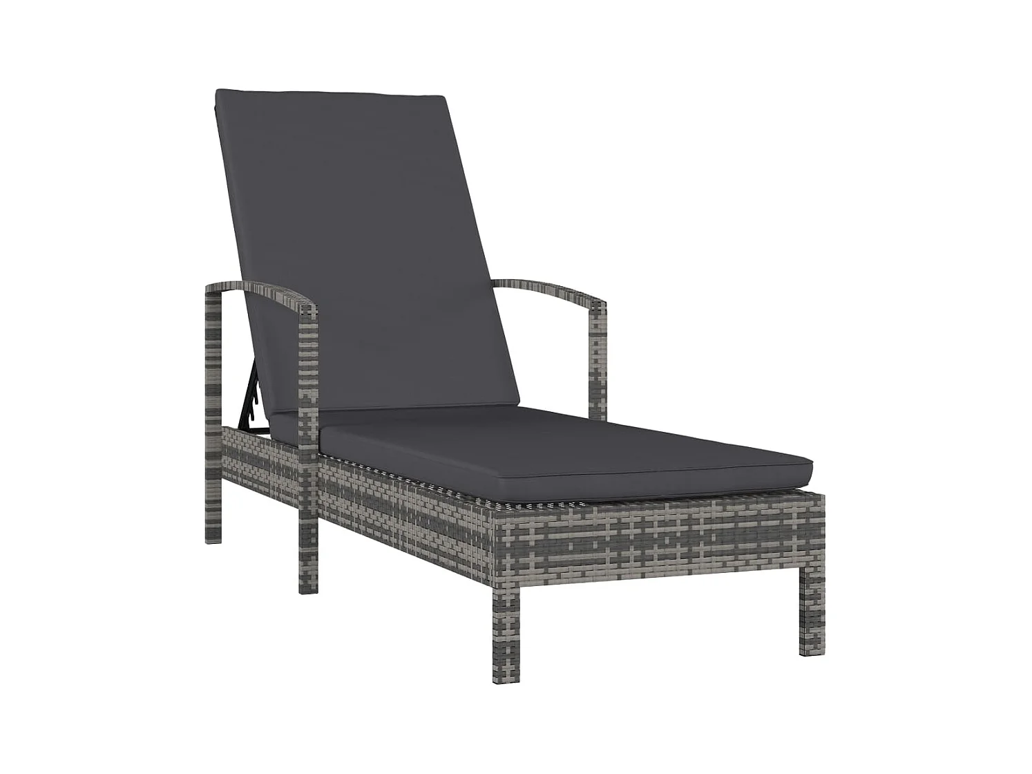 Sillón con reposabrazos, resina tejida gris