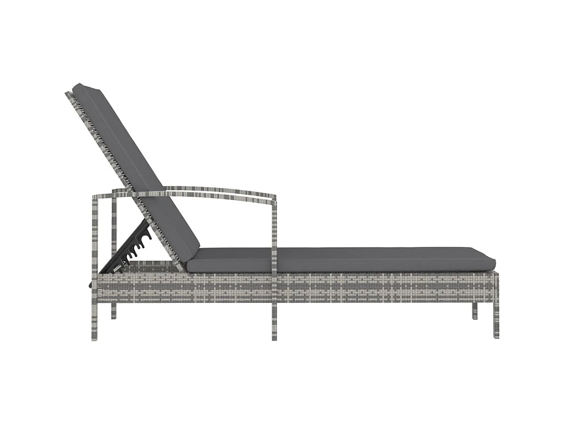 Sillón con reposabrazos, resina tejida gris