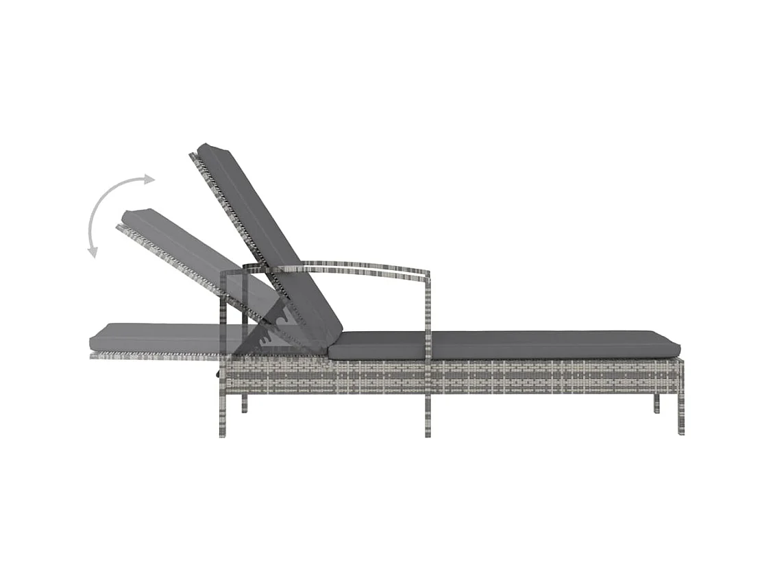 Sillón con reposabrazos, resina tejida gris