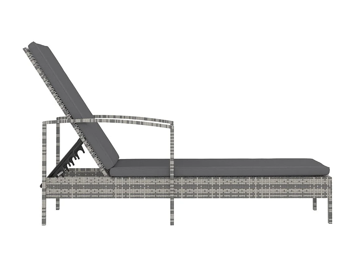 Sillón con reposabrazos, resina tejida gris