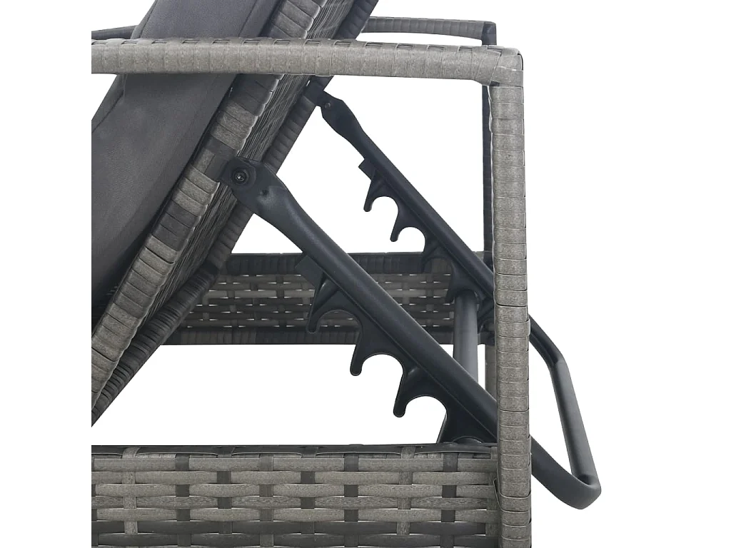 Sillón con reposabrazos, resina tejida gris