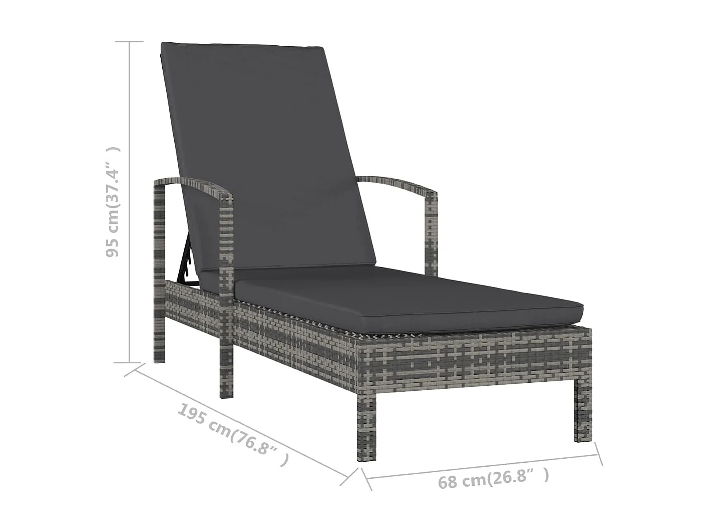 Sillón con reposabrazos, resina tejida gris