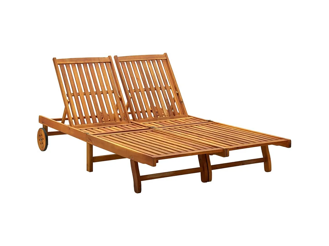 Chaise longue 2 places bois d'acacia massif