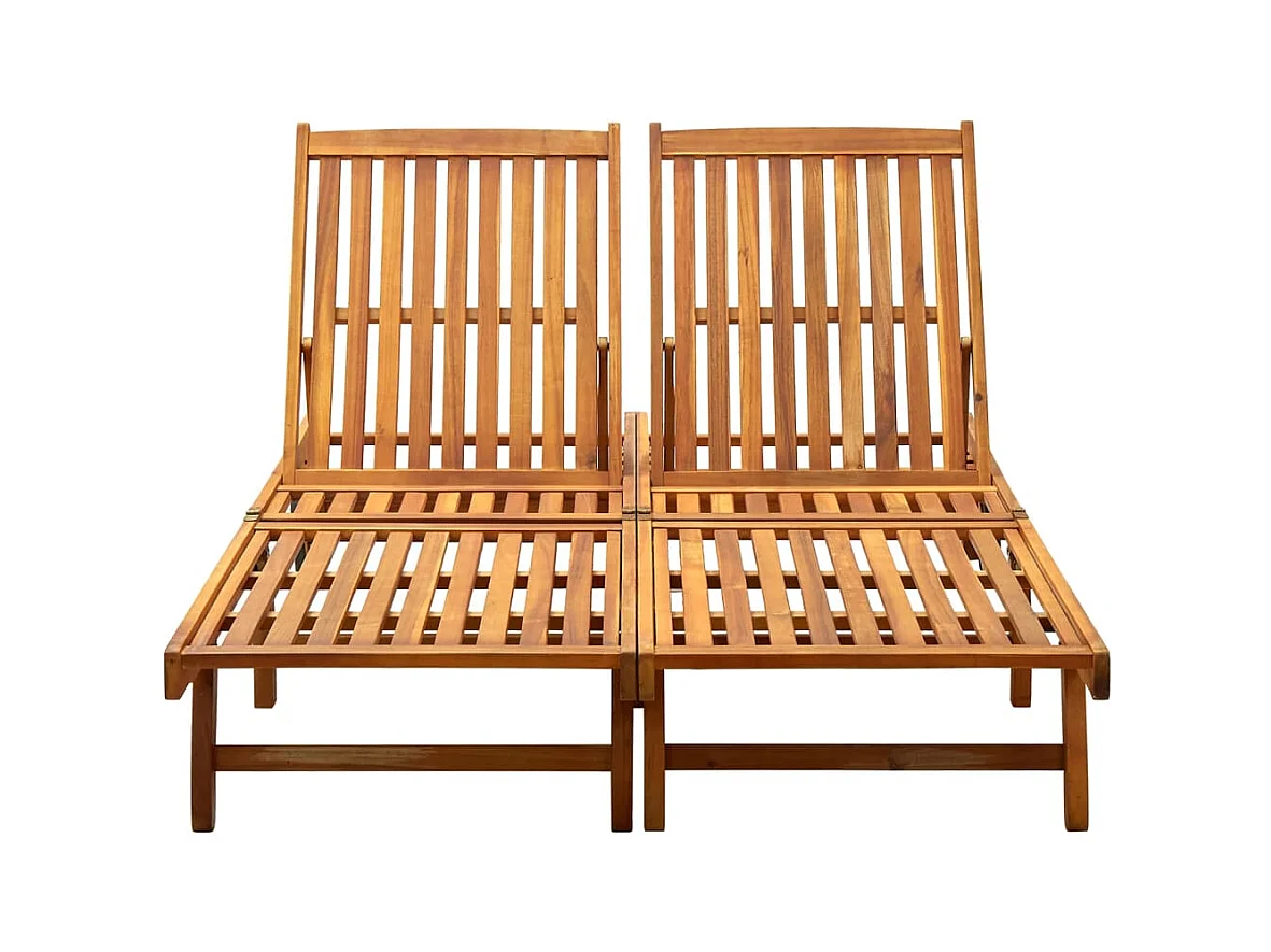 Chaise longue 2 places bois d'acacia massif