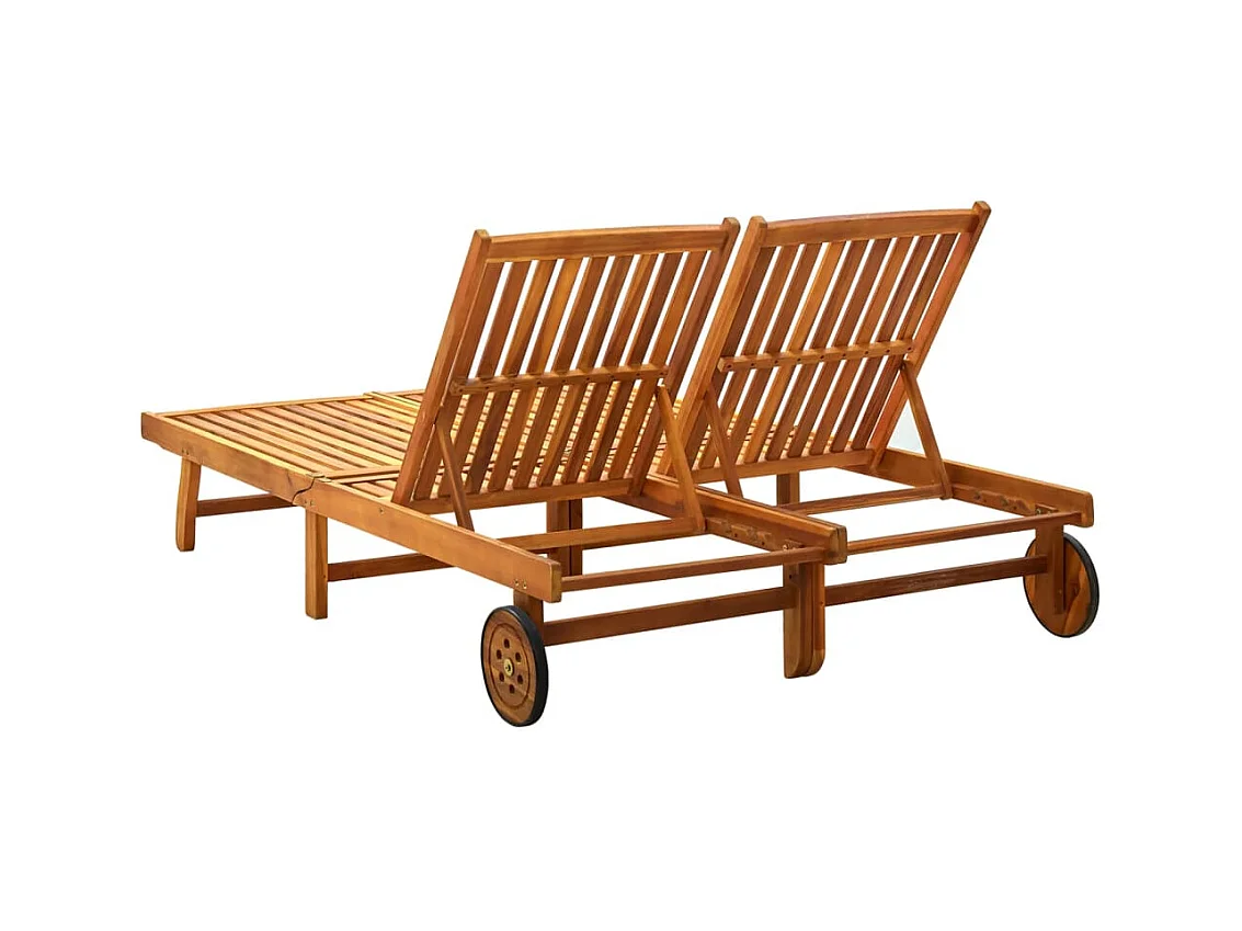 Chaise longue 2 places bois d'acacia massif