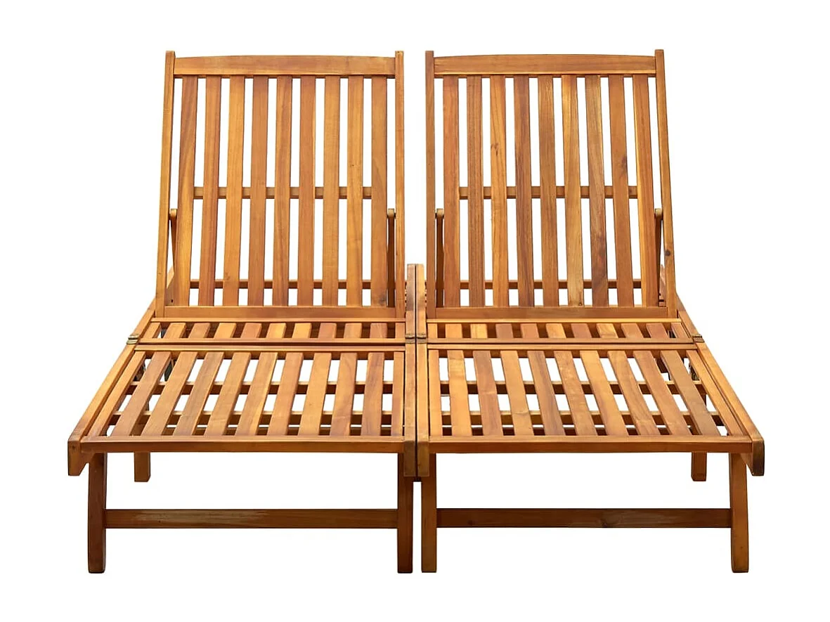 Chaise longue 2 places bois d'acacia massif