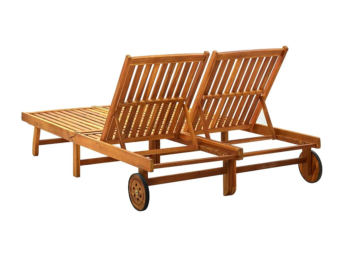 Chaise longue 2 places bois d'acacia massif